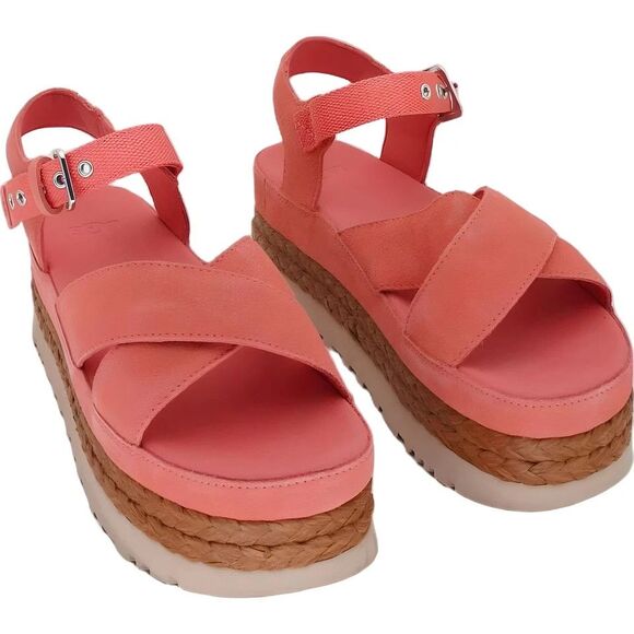 UGG  Women's Aubrey Buckled Strappy Platform Sandals, Vibrant Coral, 9.5M - Picture 3 of 5